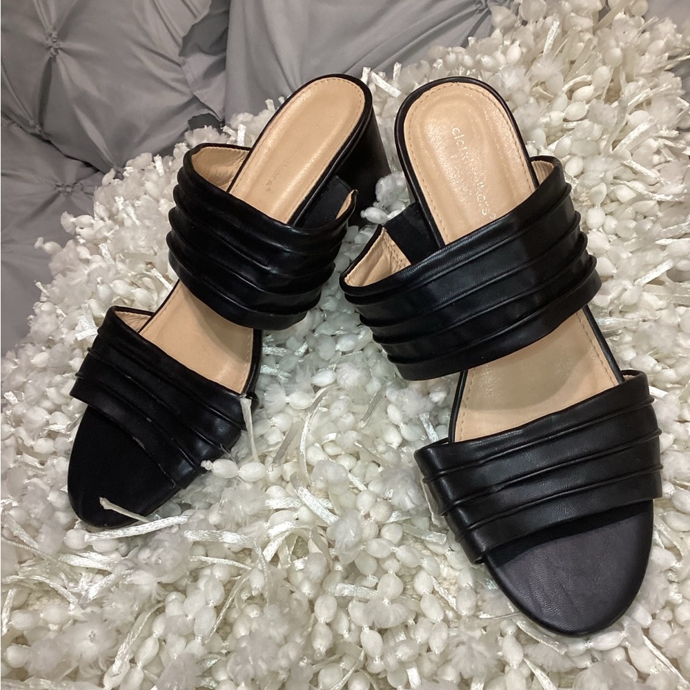SOLD Cloudwalkers Black Sandals with Ruched Straps